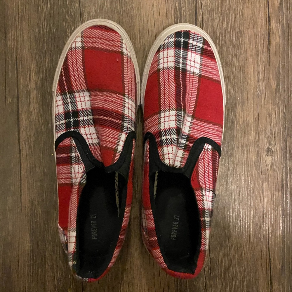 Plaid slip on shoes